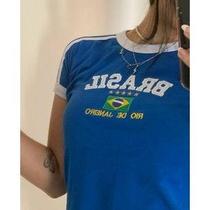 Blusa Do Brasil Bandeira Bordada BabyLock - Azul Clara