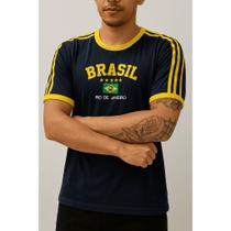 Blusa Do Brasil Bandeira Bordada Unissex - Azul Escura