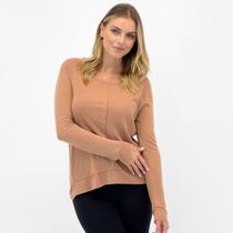 Blusa Doce Trama em Tricot Básica Manga Longa Feminina Blusa Doce Trama em Tricot Básica Manga Longa Feminina