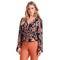 Blusa Docetrama Manga Longa Em Plano Viscose Blusa Docetrama Manga Longa Em Plano Viscose