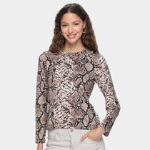 Blusa DOM Manga Longa Animal Print Feminina Blusa DOM Manga Longa Animal Print Feminina