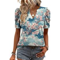 Blusa domirica casual com estampa floral para mulheres Spring L Blusa domirica casual com estampa floral para mulheres Spring L
