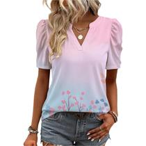 Blusa domirica leve respirável com estampa floral feminina Blusa domirica leve respirável com estampa floral feminina