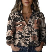 Blusa domirica Summer Hawaiian Beach com estampa floral feminina Blusa domirica Summer Hawaiian Beach com estampa floral feminina