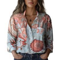 Blusa domirica Summer Hawaiian Beach com estampa floral feminina Blusa domirica Summer Hawaiian Beach com estampa floral feminina