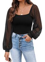 Blusa DOROSE Mesh de manga comprida com bolinhas preta S