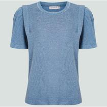 Blusa Dudalina Tricot Lurex Ve25 Azul Feminino