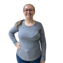 Blusa Dunialin Feminina Plus Size Modal Cinza 2287