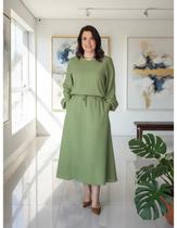 Blusa E Saia Midi Conjunto Elegante Chic Evangelica Cristã