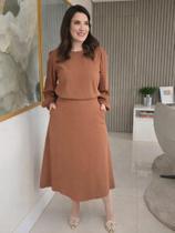 Blusa E Saia Midi Conjunto Elegante Chic Evangelica Cristã