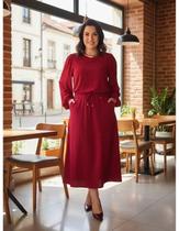 Blusa E Saia Midi Conjunto Elegante Chic Evangelica Cristã