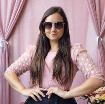 Blusa Elegante com mangas bufante em tule veste P ao G - Tendência da moda