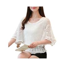Blusa Elegante de Chiffon para Mulheres - Primavera 2024 - Manga 3/4 com Detalhes de Borboleta e Flor
