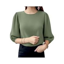 Blusa Elegante de Verão para Mulheres - Manga Curta, Gola Redonda - Ideal para Escritório Blusa Elegante de Verão para Mulheres - Manga Curta, Gola Redonda - Ideal para Escritório