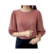 Blusa Elegante de Verão para Mulheres - Manga Curta, Gola Redonda - Ideal para Escritório