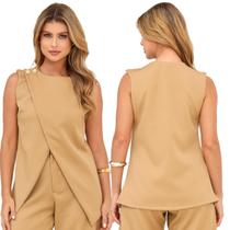 Blusa Elegante em Alfaiataria Feminina Transpassada Blusa Elegante em Alfaiataria Feminina Transpassada