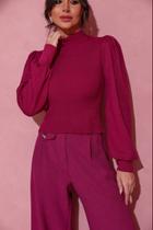 Blusa Elisa Tricô Manga Bufante Fúcsia - Dot