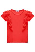 Blusa em Canelado e Tule Vermelho Kukiê