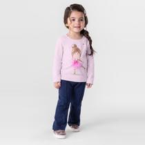 Blusa Em Cotton Bailarina Infantil Menina Mundi Lilás