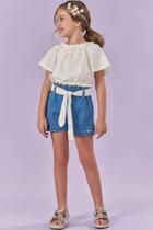 Blusa em Laise e Shorts Jeans Menina-KUKIÊ