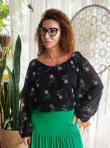 Blusa em musseline de seda bordada - Sonia