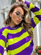 Blusa em tricô listrada - tamanho único (m) Blusa em tricô listrada - tamanho único (m)