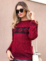 Blusa em tricot geometrica - stylo modas