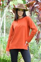 Blusa em Tricot Mousse Manga Comprida Punho Canelado e Costas Mullet Moda Outono/Inverno Blusa em Tricot Mousse Manga Comprida Punho Canelado e Costas Mullet Moda Outono/Inverno