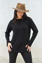 Blusa em Tricot Mousse Manga Comprida Punho Canelado e Costas Mullet Moda Outono/Inverno