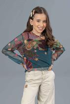 Blusa em tule elastic com estampa exclusiva Pakita Blusa em tule elastic com estampa exclusiva Pakita