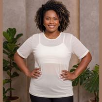 Blusa em Tule Manga Curta Transparente Plus Size Blusa em Tule Manga Curta Transparente Plus Size