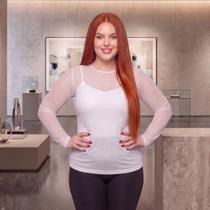 Blusa em Tule Transparente Manga Longa Plus Size Blusa em Tule Transparente Manga Longa Plus Size