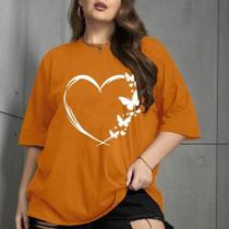 Blusa Estampa Borboleta Coração Traço Delicado Personalizada Preta Camiseta Estilo Romântico Bordad