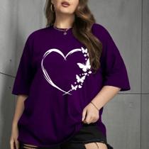 Blusa Estampa Borboleta Coração Traço Delicado Personalizada Preta Camiseta Estilo Romântico Bordad