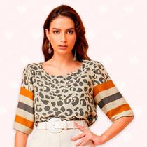 Blusa Estampa Onça - Moda Casual Chic Blusa Estampa Onça - Moda Casual Chic