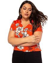 Blusa Estampada Plus Size Com Tira Nas Costas G1 A G4