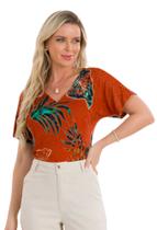Blusa Estampada Viscose Premium Robe Belle - Marrom Blusa Estampada Viscose Premium Robe Belle - Marrom