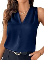 Blusa EVALESS sem mangas com decote em V casual de verão para mulheres