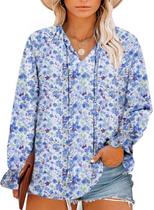 Blusa Eytino Plus Size com estampa floral com decote em V, manga comprida, 4X