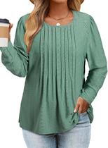 Blusa Eytino Plus Size de manga comprida plissada 2X para mulheres