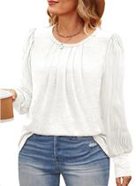 Blusa Eytino Plus Size para mulheres, manga comprida, branca 2X