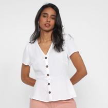 Blusa Facinelli Decote V Básica Botões Feminina
