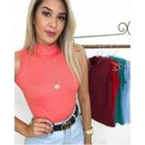 Blusa fashion feminina canelada gola alta