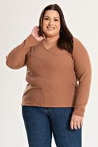 Blusa Femina Plus Size Ribana Santorini Decote Transpassado Blusa Femina Plus Size Ribana Santorini Decote Transpassado