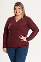 Blusa Femina Plus Size Ribana Santorini Decote Transpassado