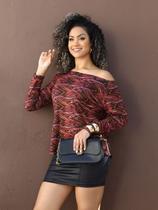 Blusa Feminin Estampada Tribala Gola Canoa Manga Longa Blusa Feminin Estampada Tribala Gola Canoa Manga Longa