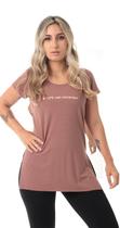 Blusa Feminina Academia Fitness Life and Moviment Marrom Blusa Feminina Academia Fitness Life and Moviment Marrom