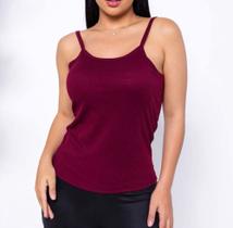 Blusa feminina alça fina canelado com bojo estilo fashion