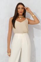 Blusa Feminina Alça Viscose Rajada Decote V