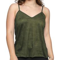 Blusa Feminina Alcinha Regatinha Suede Tendência Verão Lisa